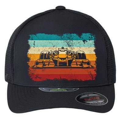 Retro Vintage Formula Racing Lovers Silhouette Race Car Fan Giftretro Vintage Fo Flexfit Unipanel Trucker Cap