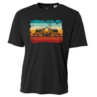 Retro Vintage Formula Racing Lovers Silhouette Race Car Fan Giftretro Vintage Fo Cooling Performance Crew T-Shirt