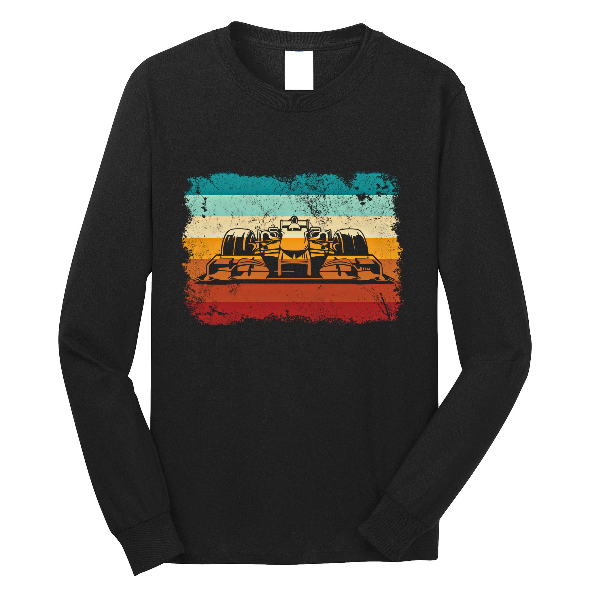 Retro Vintage Formula Racing Lovers Silhouette Race Car Fan Giftretro Vintage Fo Long Sleeve Shirt