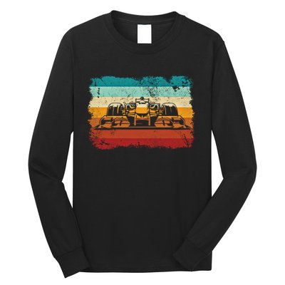 Retro Vintage Formula Racing Lovers Silhouette Race Car Fan Giftretro Vintage Fo Long Sleeve Shirt