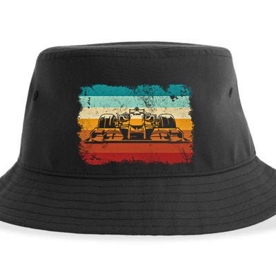 Retro Vintage Formula Racing Lovers Silhouette Race Car Fan Giftretro Vintage Fo Sustainable Bucket Hat