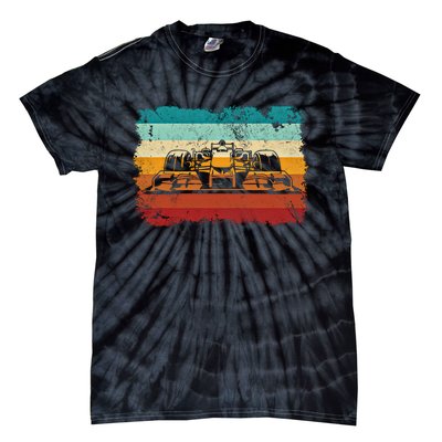 Retro Vintage Formula Racing Lovers Silhouette Race Car Fan Giftretro Vintage Fo Tie-Dye T-Shirt