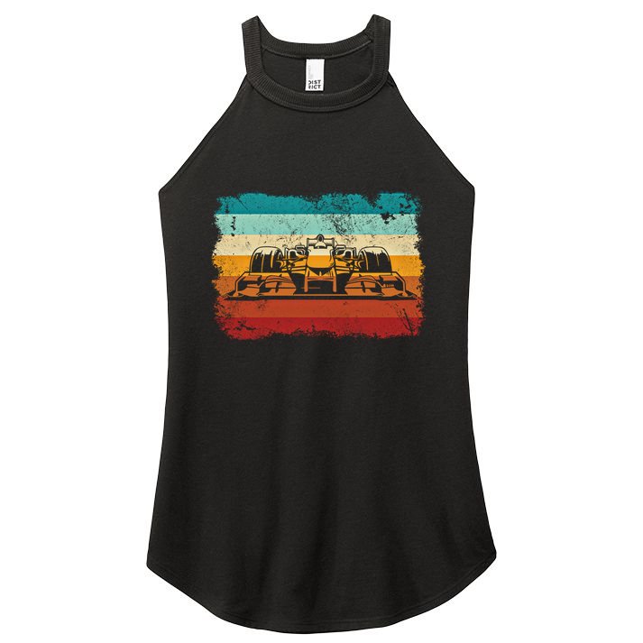 Retro Vintage Formula Racing Lovers Silhouette Race Car Fan Giftretro Vintage Fo Women's Perfect Tri Rocker Tank