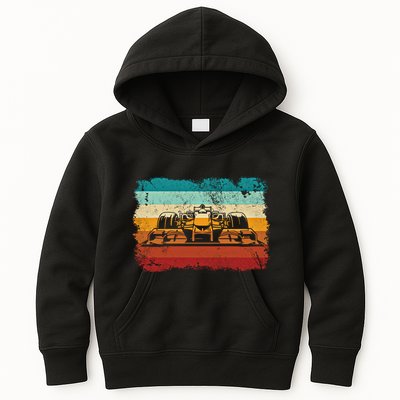 Retro Vintage Formula Racing Lovers Silhouette Race Car Fan Giftretro Vintage Fo Kids Hoodie