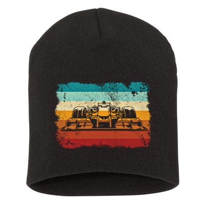 Retro Vintage Formula Racing Lovers Silhouette Race Car Fan Giftretro Vintage Fo Short Acrylic Beanie