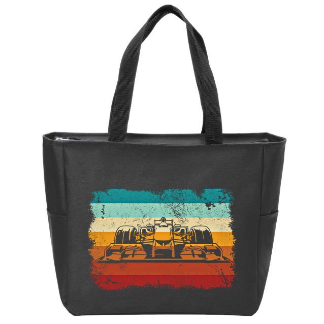 Retro Vintage Formula Racing Lovers Silhouette Race Car Fan Giftretro Vintage Fo Zip Tote Bag
