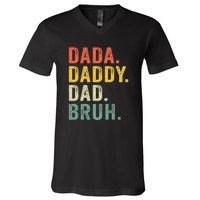 Retro Vintage Funny Dada Daddy Dad Bruh Men Gift For Dad V-Neck T-Shirt