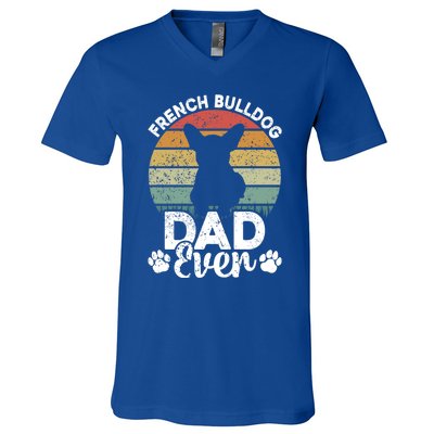 Retro Vintage French Bulldog Dad Ever Great Gift Fathers Day Gift V-Neck T-Shirt