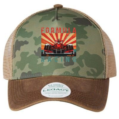 Retro Vintage Formula Racing Car Silhouette Race Car Formula Legacy Tie Dye Trucker Hat