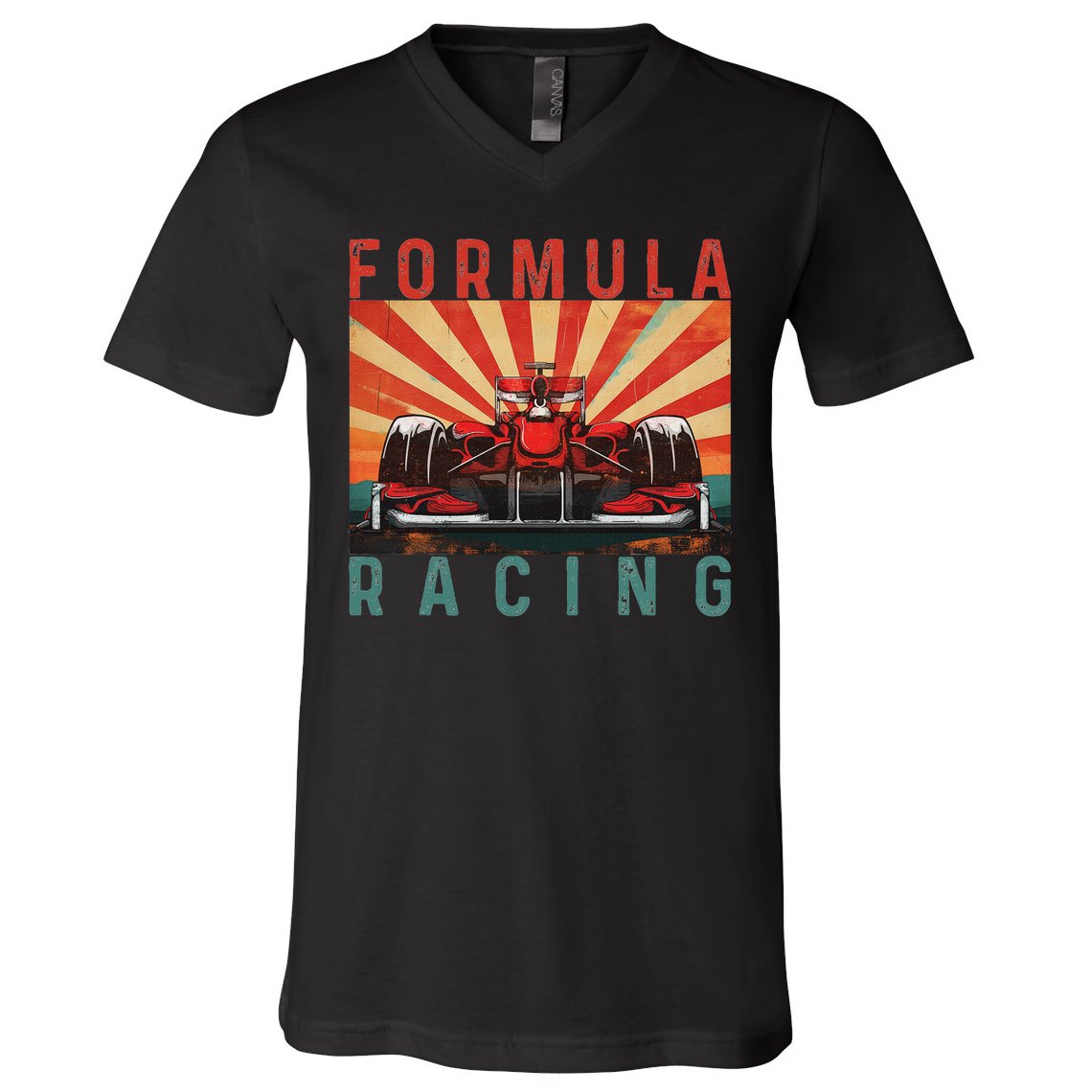 Retro Vintage Formula Racing Car Silhouette Race Car Formula V-Neck T-Shirt