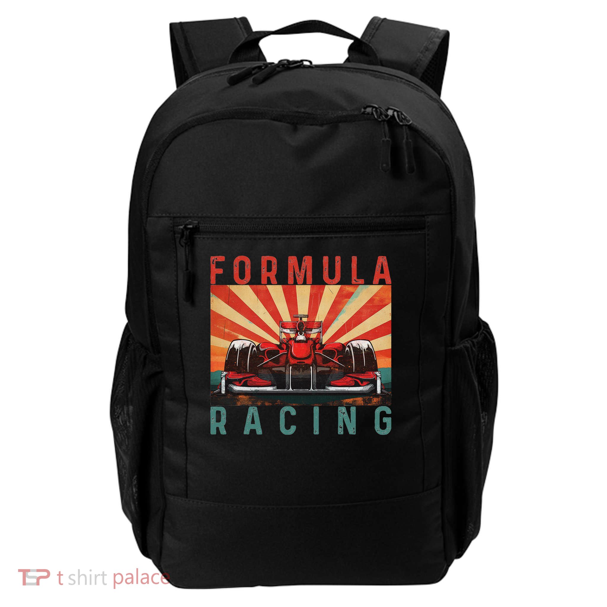 Retro Vintage Formula Racing Car Silhouette Race Car Formula Backpack