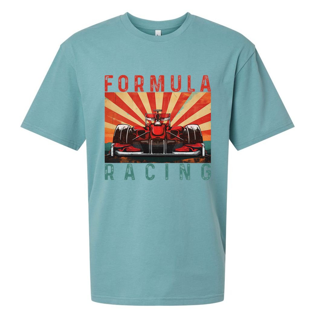 Retro Vintage Formula Racing Car Silhouette Race Car Formula Sueded Cloud Jersey T-Shirt