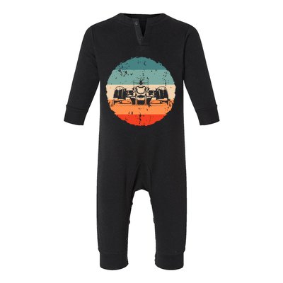 Retro Vintage Formula Racing Lovers Silhouette Race Car Fan Infant Fleece One Piece