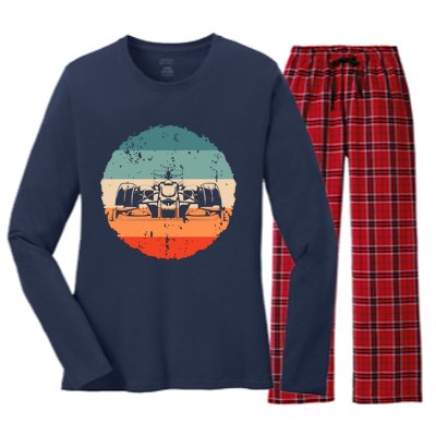 Retro Vintage Formula Racing Lovers Silhouette Race Car Fan Women's Long Sleeve Flannel Pajama Set 