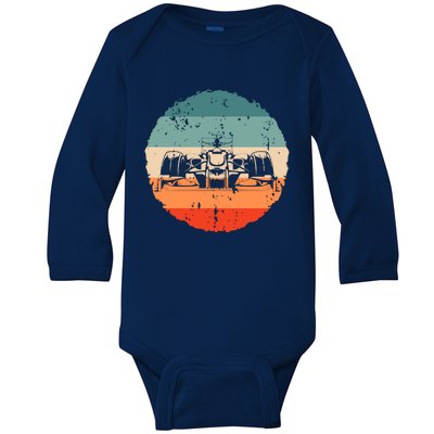 Retro Vintage Formula Racing Lovers Silhouette Race Car Fan Baby Long Sleeve Bodysuit