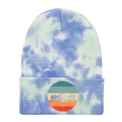 Retro Vintage Formula Racing Lovers Silhouette Race Car Fan Tie Dye 12in Knit Beanie