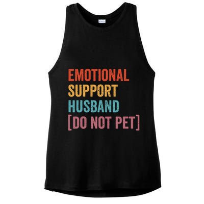 Retro Vintage Funny Emotional Support Husband Do Not Pet Ladies PosiCharge Tri-Blend Wicking Tank