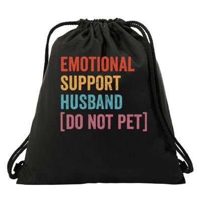 Retro Vintage Funny Emotional Support Husband Do Not Pet Drawstring Bag