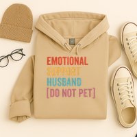 Retro Vintage Funny Emotional Support Husband Do Not Pet Hoodie