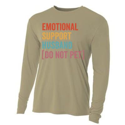 Retro Vintage Funny Emotional Support Husband Do Not Pet Cooling Performance Long Sleeve Crew
