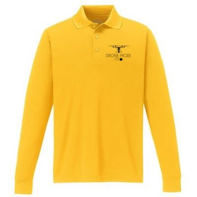 Retro Vintage Funny Drone Pilot Performance Long Sleeve Polo