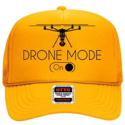 Retro Vintage Funny Drone Pilot High Crown Mesh Back Trucker Hat