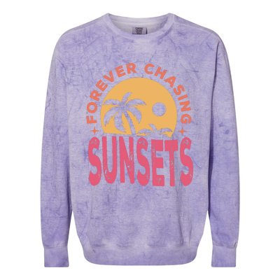 Retro Vintage Forever Chasing Sunsets Summer Vacation Outfit Colorblast Crewneck Sweatshirt