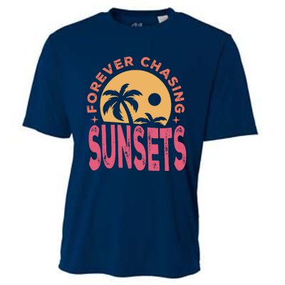 Retro Vintage Forever Chasing Sunsets Summer Vacation Outfit Cooling Performance Crew T-Shirt