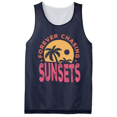 Retro Vintage Forever Chasing Sunsets Summer Vacation Outfit Mesh Reversible Basketball Jersey Tank