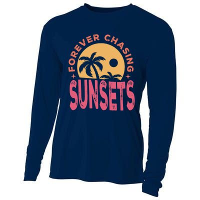 Retro Vintage Forever Chasing Sunsets Summer Vacation Outfit Cooling Performance Long Sleeve Crew