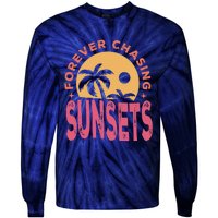 Retro Vintage Forever Chasing Sunsets Summer Vacation Outfit Tie-Dye Long Sleeve Shirt