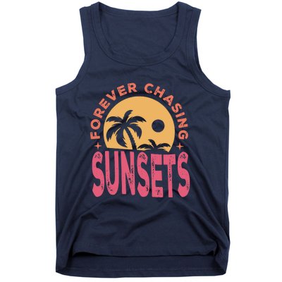 Retro Vintage Forever Chasing Sunsets Summer Vacation Outfit Tank Top