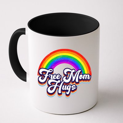 Retro Vintage Free Mom Hugs Rainbow LGBTQ Pride Mug