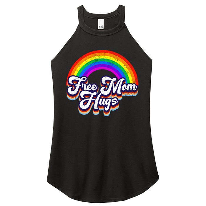 Retro Vintage Free Mom Hugs Rainbow LGBTQ Pride Women's Perfect Tri Rocker Tank