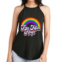 Retro Vintage Free Mom Hugs Rainbow LGBTQ Pride Women's Perfect Tri Rocker Tank