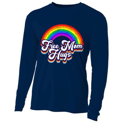 Retro Vintage Free Mom Hugs Rainbow LGBTQ Pride Cooling Performance Long Sleeve Crew