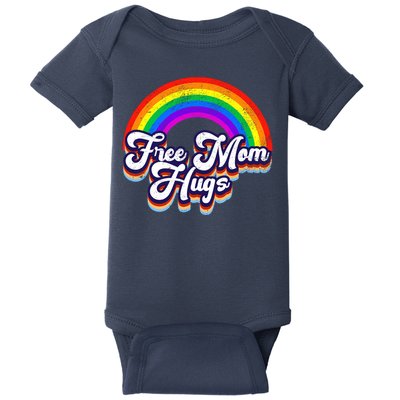 Retro Vintage Free Mom Hugs Rainbow LGBTQ Pride Baby Bodysuit