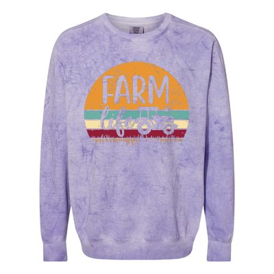 Retro Vintage Farm Life Farming Tractor Family Farmer Gift Colorblast Crewneck Sweatshirt