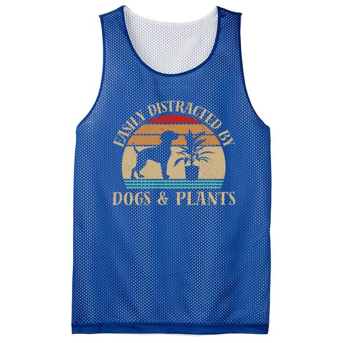 Retro Vintage Funny Easily Distracted By Plants And Dogs Plant Cute Gift Mesh Reversible Basketball Jersey Tank