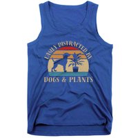 Retro Vintage Funny Easily Distracted By Plants And Dogs Plant Cute Gift Tank Top