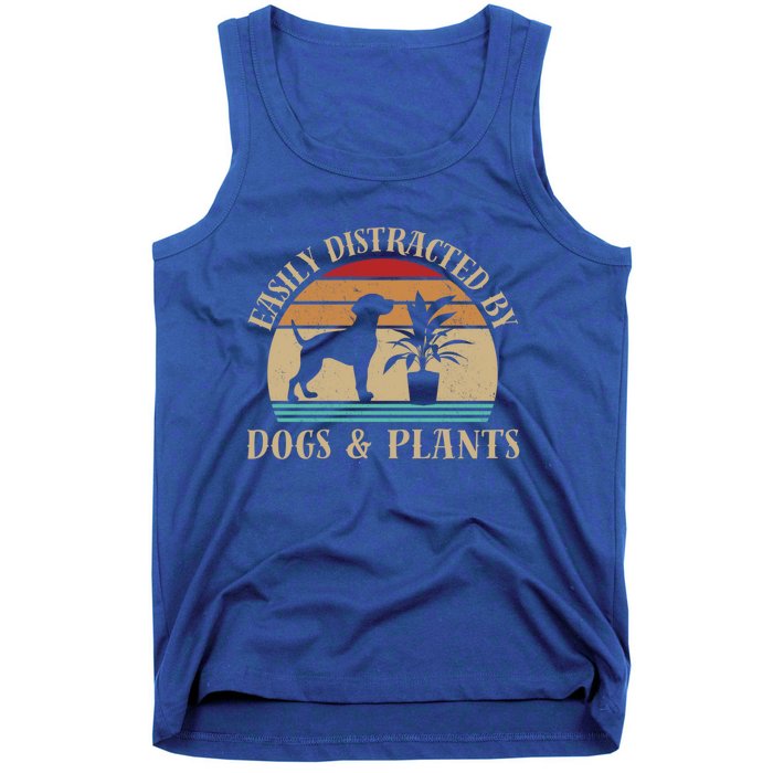 Retro Vintage Funny Easily Distracted By Plants And Dogs Plant Cute Gift Tank Top