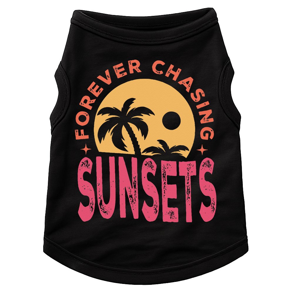 Retro Vintage Forever Chasing Sunsets Summer Vacation Outfit Doggie Tank
