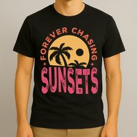 Retro Vintage Forever Chasing Sunsets Summer Vacation Outfit T-Shirt