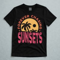 Retro Vintage Forever Chasing Sunsets Summer Vacation Outfit T-Shirt