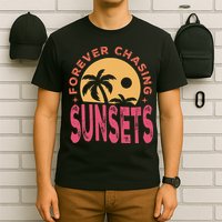 Retro Vintage Forever Chasing Sunsets Summer Vacation Outfit T-Shirt
