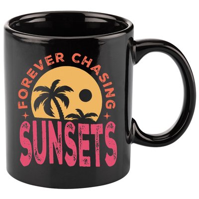Retro Vintage Forever Chasing Sunsets Summer Vacation Outfit 11oz C Handle Ceramic Mug