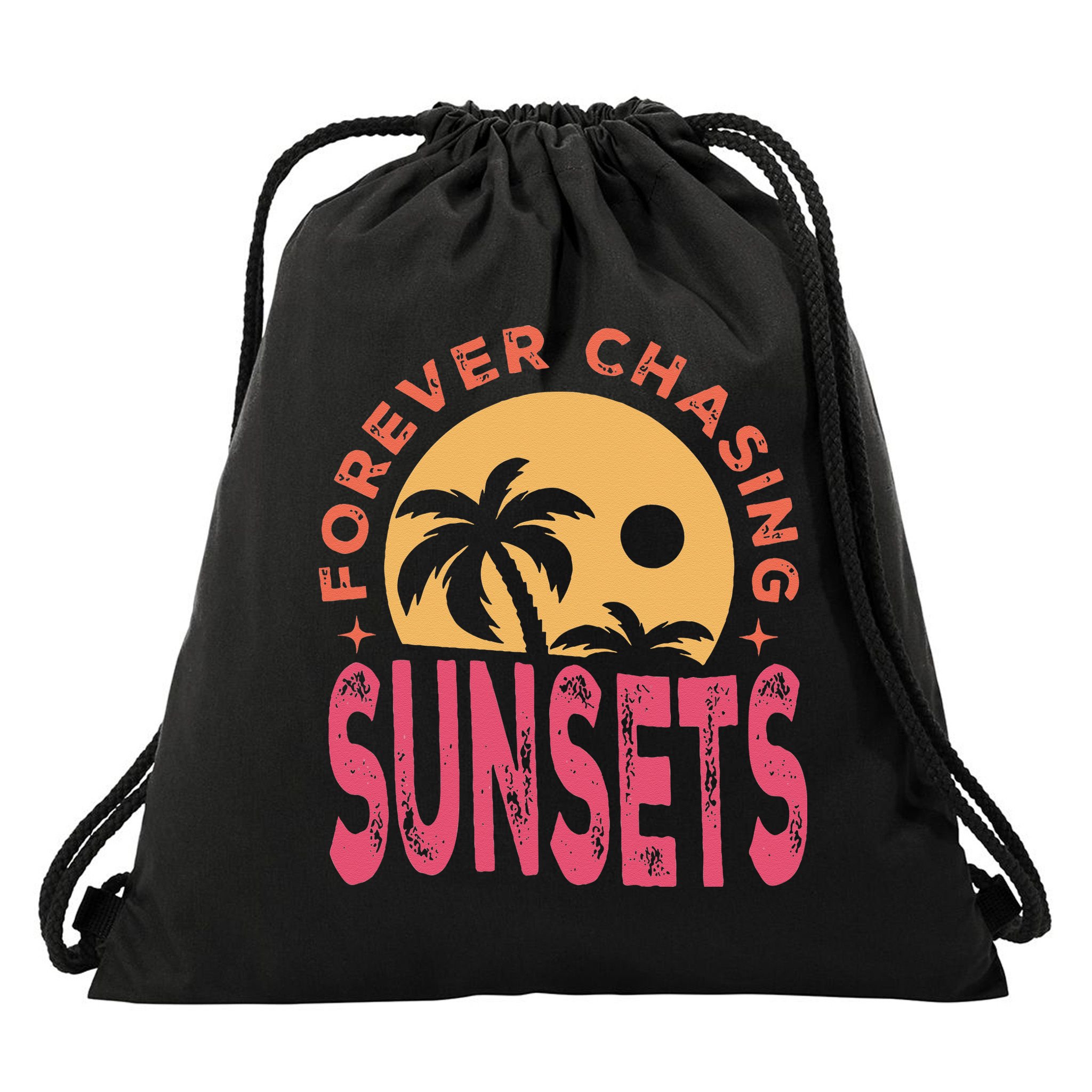 Retro Vintage Forever Chasing Sunsets Summer Vacation Outfit Drawstring Bag