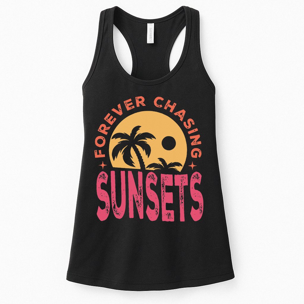Retro Vintage Forever Chasing Sunsets Summer Vacation Outfit Womens Tank Top