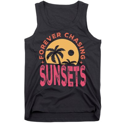 Retro Vintage Forever Chasing Sunsets Summer Vacation Outfit Tank Top