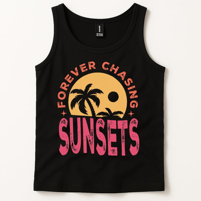Retro Vintage Forever Chasing Sunsets Summer Vacation Outfit Tank Top